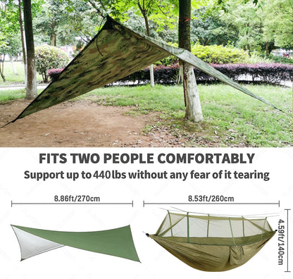 Camping Hammock w/Mosquito Net And Rain Fly