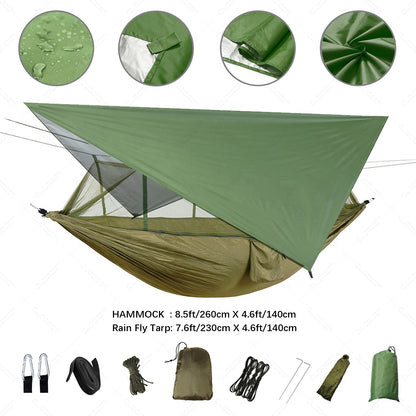 Camping Hammock w/Mosquito Net And Rain Fly